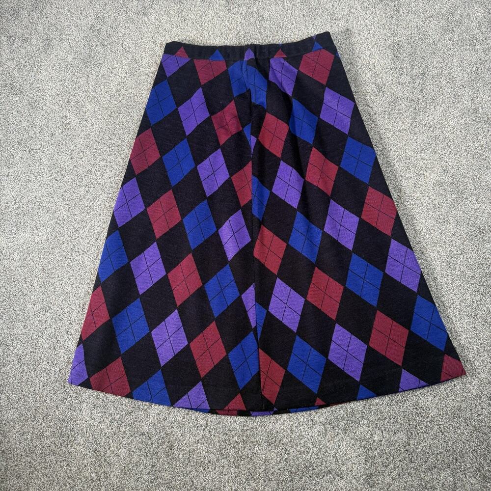 Vtg 80s 90s Argyle Knit Skirt 10 Preppy Retro Dark Academia Eclectic Grandpacore